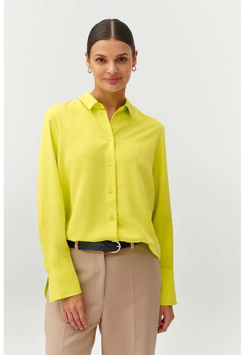Camasa cu model uni si mansete ample, Galben