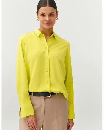 Camasa cu model uni si mansete ample, Galben