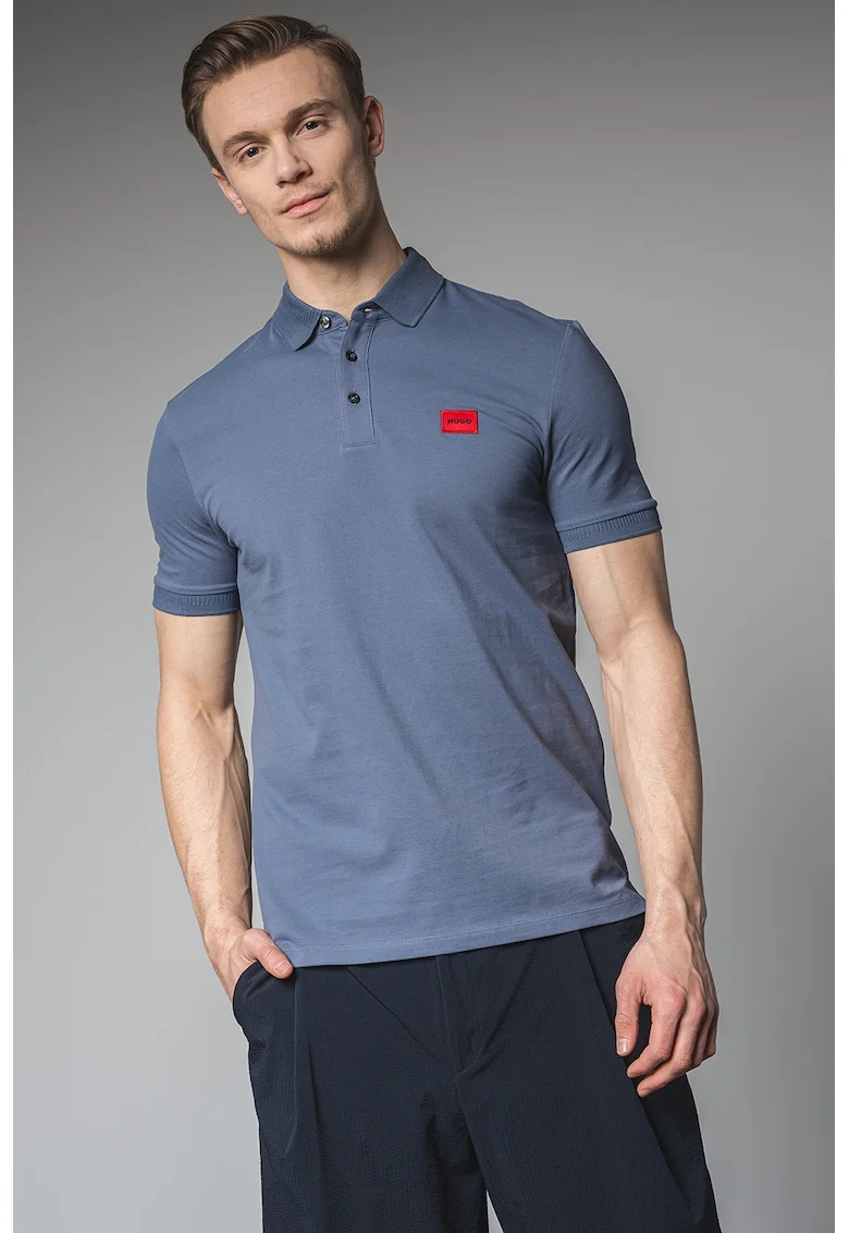 Tricou polo slim fit Dereso, Gri carbune