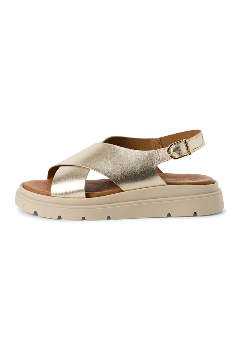 Sandale wedge de piele, Auriu