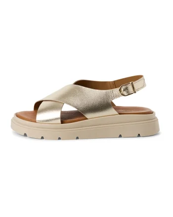 Sandale wedge de piele, Auriu