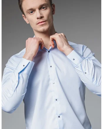 Camasa regular fit cu guler clasic, Albastru glaciar