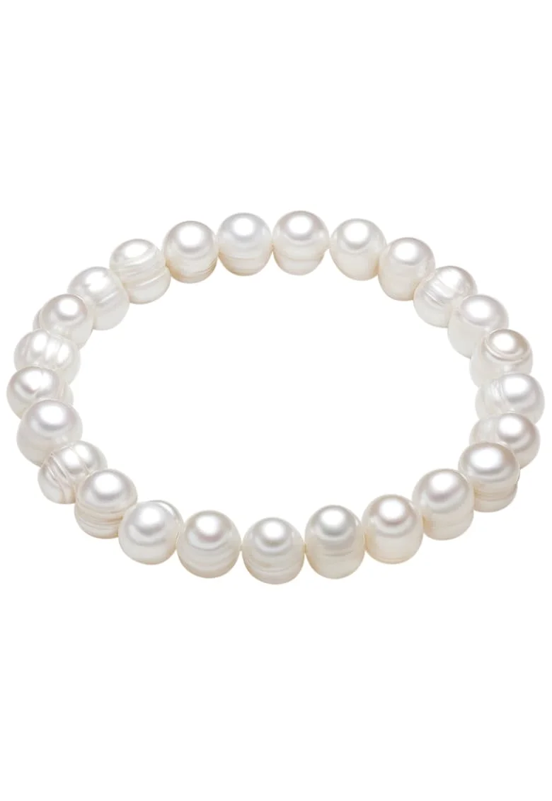 Bratara elastica cu perle, Alb