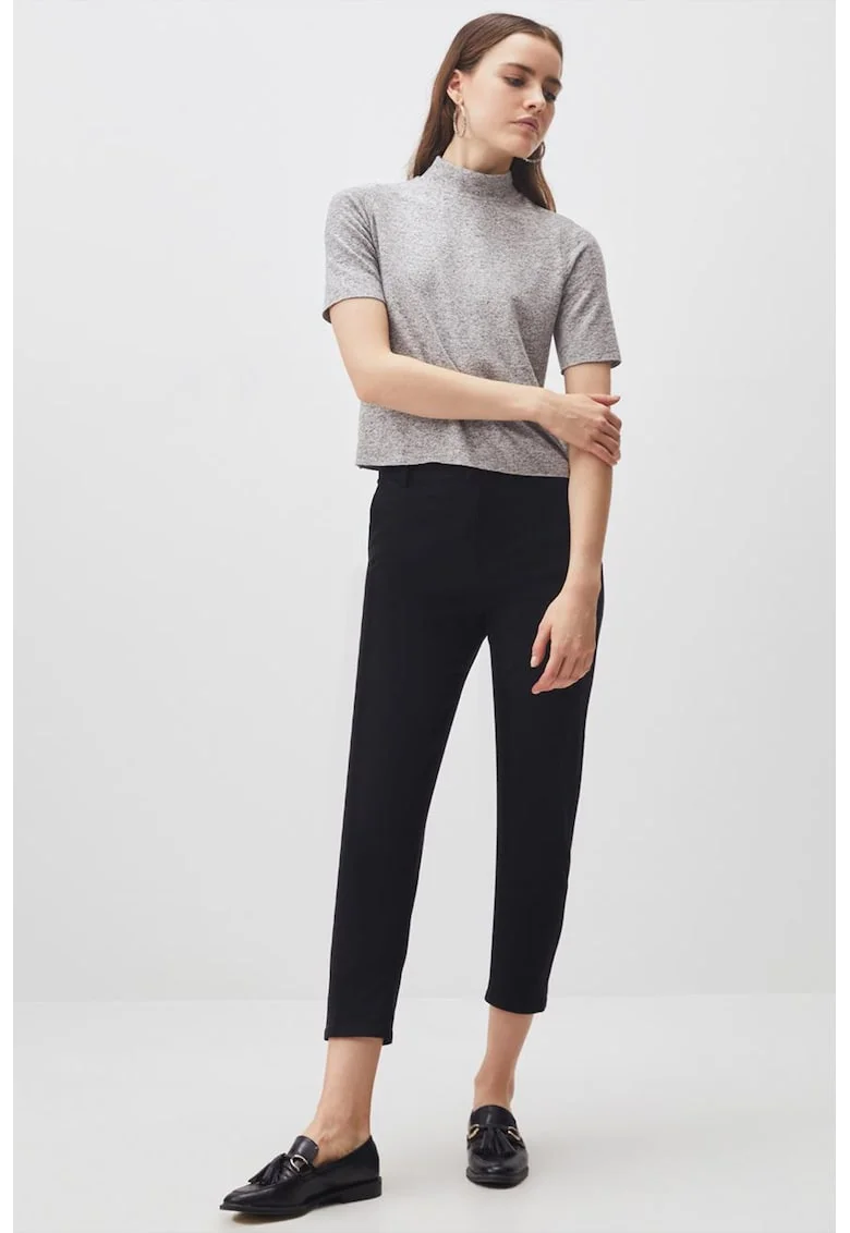 Pantaloni capri cu talie inalta, Negru
