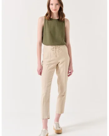 Pantaloni de in cu talie inalta, Bej deschis