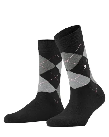 Sosete lungi cu model, Negru/Gri/Roz