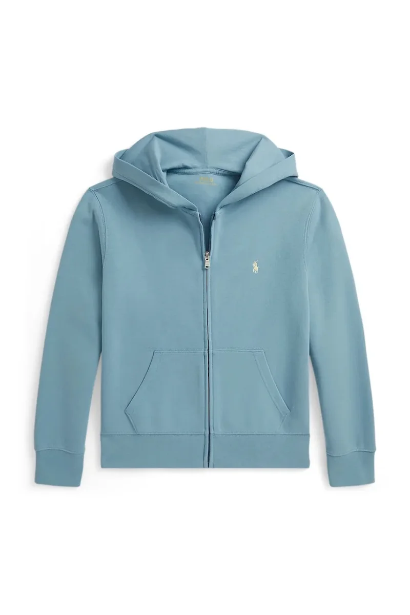 Polo Ralph Lauren hanorac cu fermoar și glugă pentru copii cu bumbac