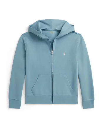 Polo Ralph Lauren hanorac cu fermoar și glugă pentru copii cu bumbac
