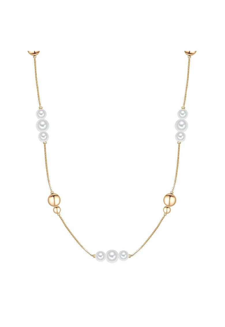 Colier placat cu aur de 14K si decorat cu perle, Auriu