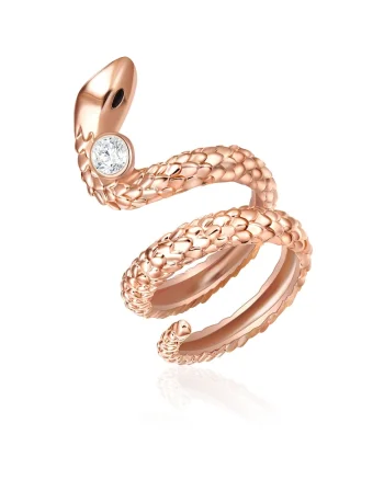 Inel in forma de sarpe placat cu aur de 14K