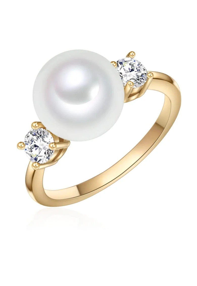 Inel placat cu aur de 14K si decorat cu perle