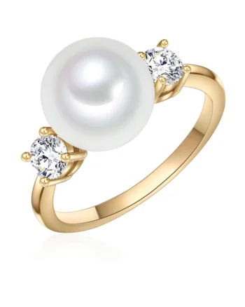 Inel placat cu aur de 14K si decorat cu perle