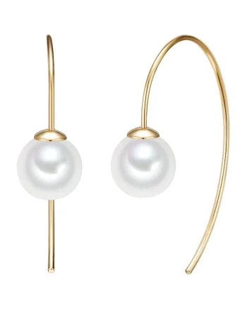 Cercei placati cu aur de 14K si decorati cu perle, Auriu
