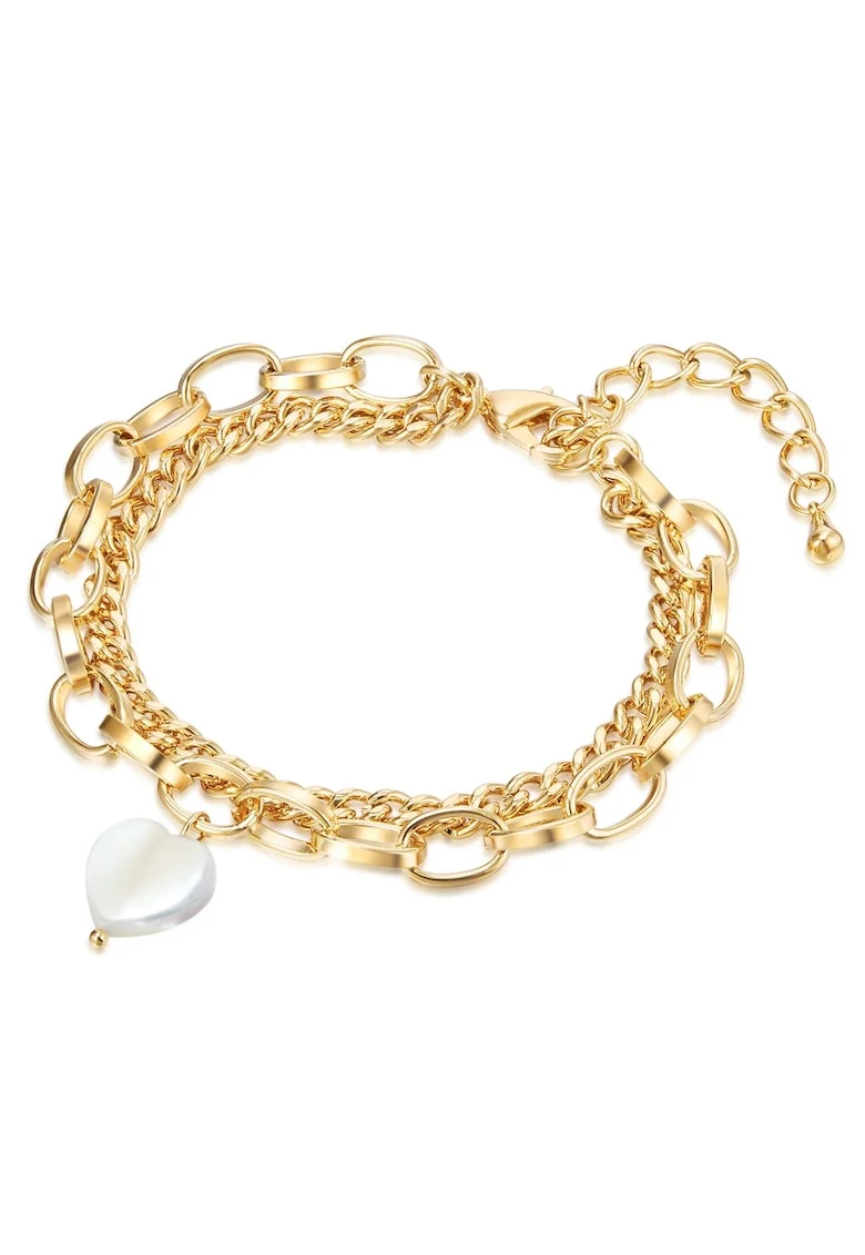 Bratara placata cu aur de 14K si decorata cu Mother of Pearl, Auriu