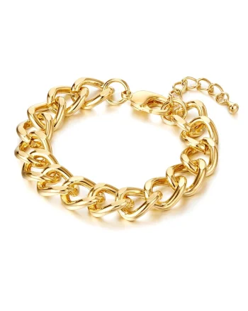 Bratara de lant placata cu aur de 14K, Auriu