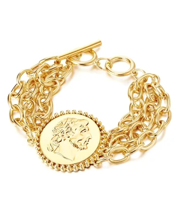 Bratara-lant placata cu aur de 14K, Auriu
