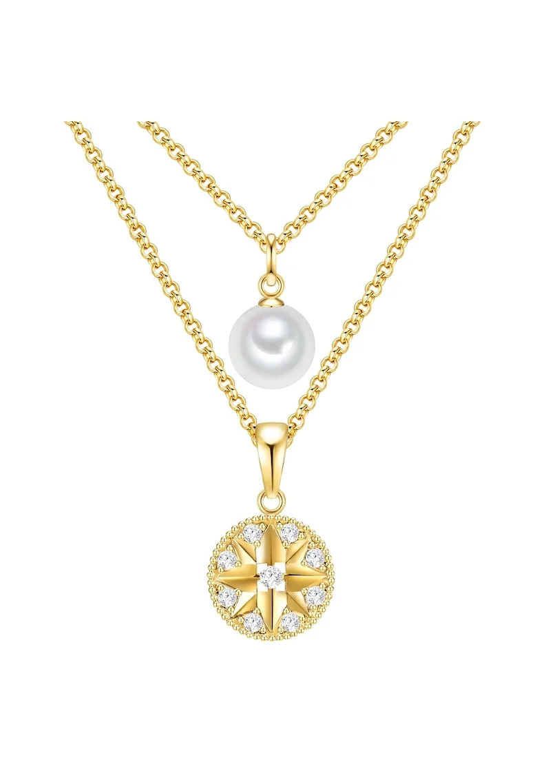 Colier placat cu aur de 14k, cu siraguri mulitple, Auriu