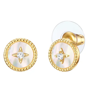 Cercei drop cu tija placati cu aur de 14K, Auriu