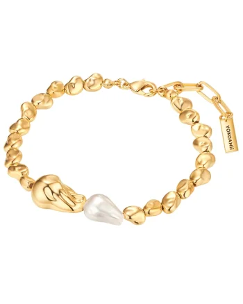 Bratara de aur de 14K filat, cu perle, Auriu