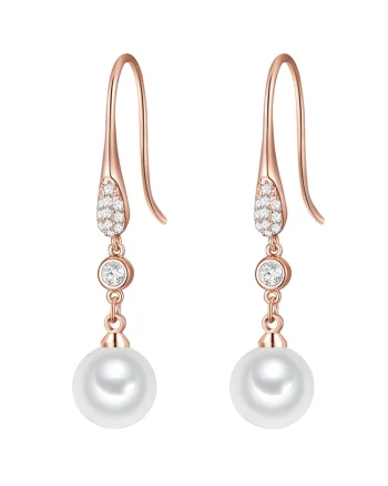 Yokoamii, Cercei placati cu aur de 14K si decorati cu perle, Auriu rose