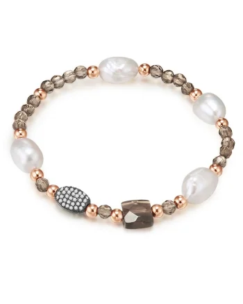Bratara cu margele placata cu aur de 14K, Auriu rose
