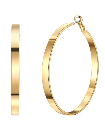 Cercei rotunzi placati cu aur de 14K, Auriu
