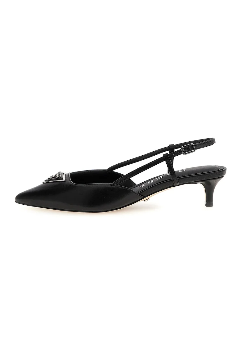 Pantofi de piele cu toc kitten, Negru