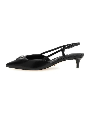Pantofi de piele cu toc kitten, Negru