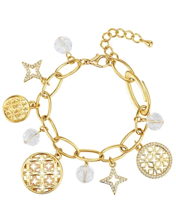 Bratara de aur de 14K filat cu talismane, Auriu