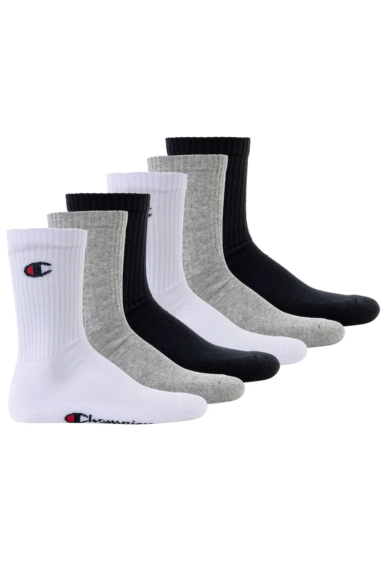 Set de sosete lungi unisex - 6 perechi, Alb/Negru/Gri