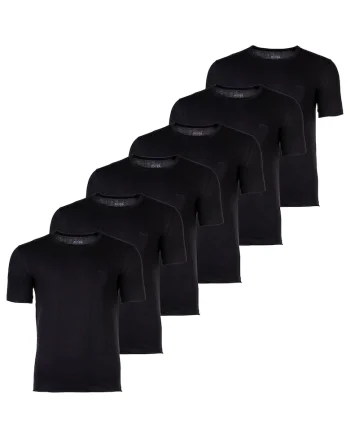 Set de tricouri cu decolteu rotund - 6 piese, Negru