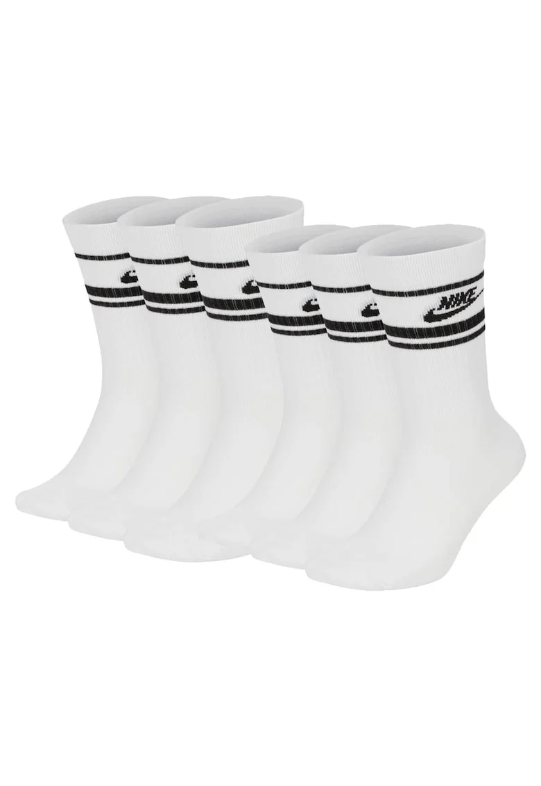 Set de sosete lungi unisex cu imprimeu logo Everyday Essential - 6 perechi, Alb/Negru