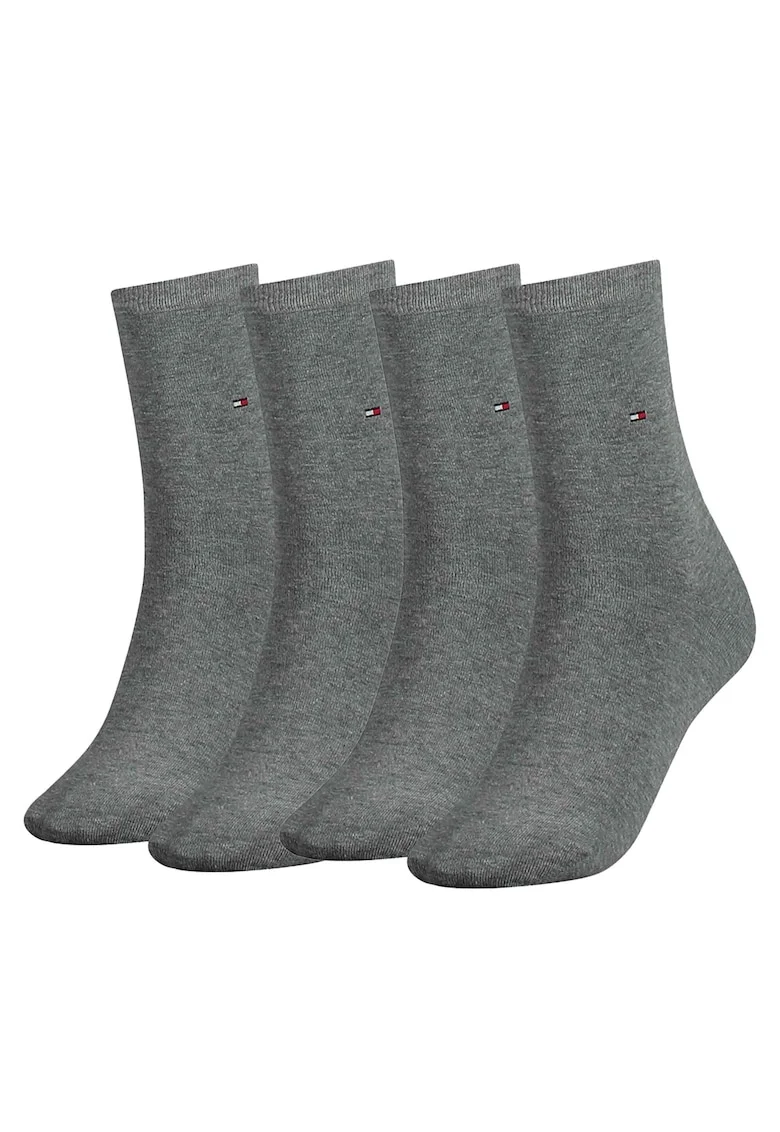 Set de sosete lungi cu logo brodat - 4 perechi, Gri deschis