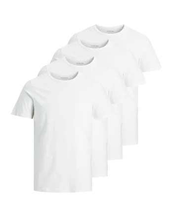 Set de tricouri cu decolteu la baza gatului Basic - 4 piese, Alb