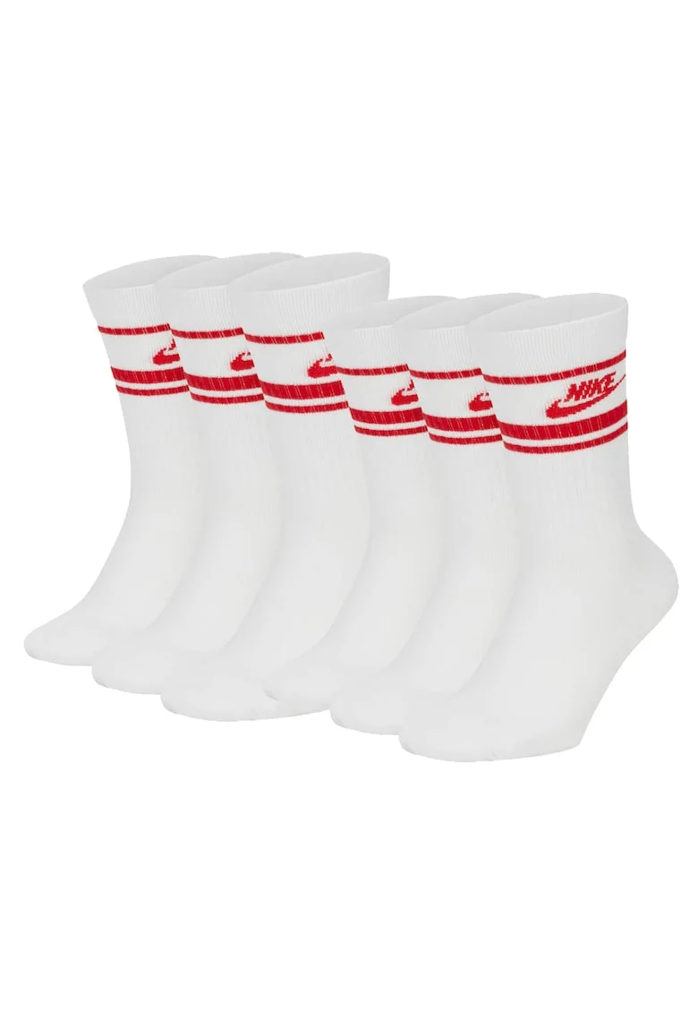 Set de sosete lungi unisex cu imprimeu logo Everyday Essential - 6 perechi, Rosu/Alb