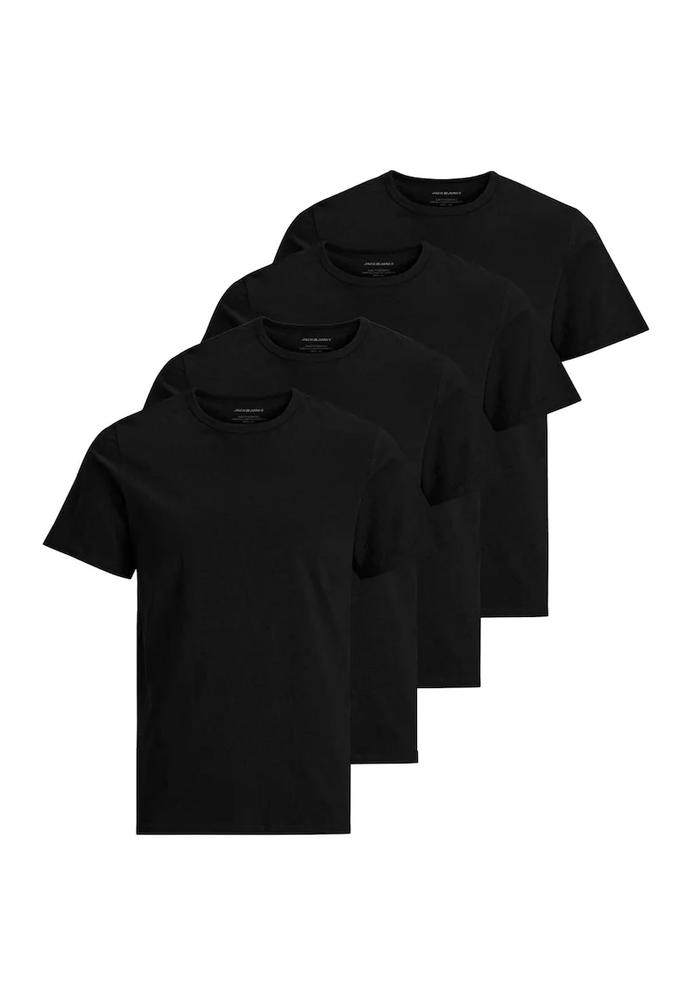 Set de tricouri cu decolteu la baza gatului Basic - 4 piese, Negru