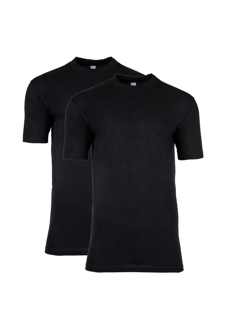 Set de tricouri cu decolteu la baza gatului - 2 piese, Negru