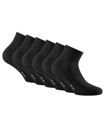 Rohner, Set de sosete pana la glezana, unisex - 6 perechi, Negru