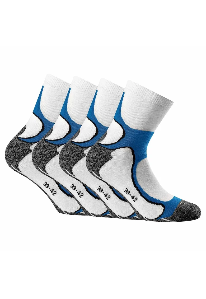Set de sosete unisex scurte - 4 perechi, Alb/Albastru