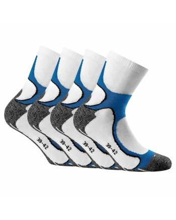 Set de sosete unisex scurte - 4 perechi, Alb/Albastru