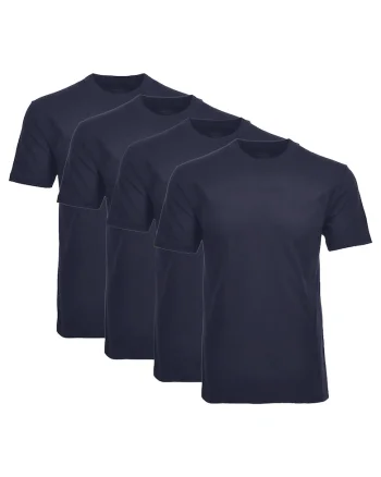 Set de tricouri de casa cu decolteu la baza gatului - 4 piese, Albastru inchis