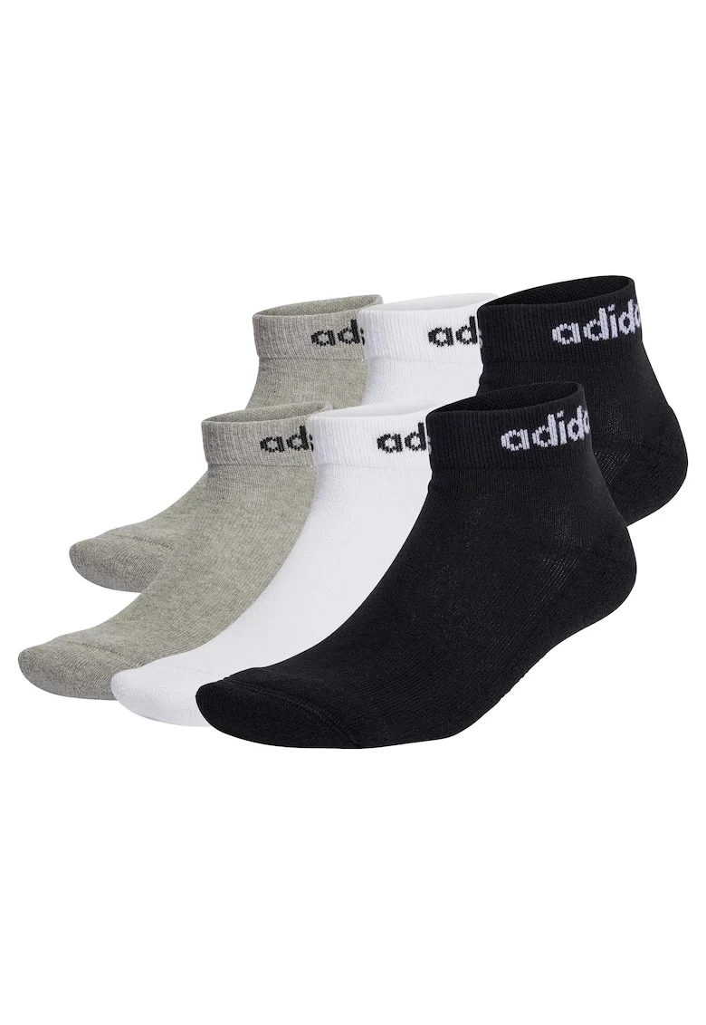 Set de sosete pana la glezna unisex - 6 perechi, Alb/Negru/Gri