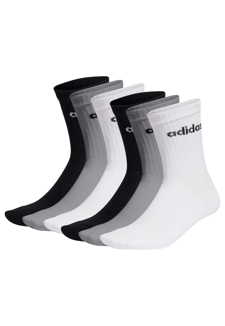 Set de sosete lungi unisex - 6 perechi, Alb/Negru/Gri