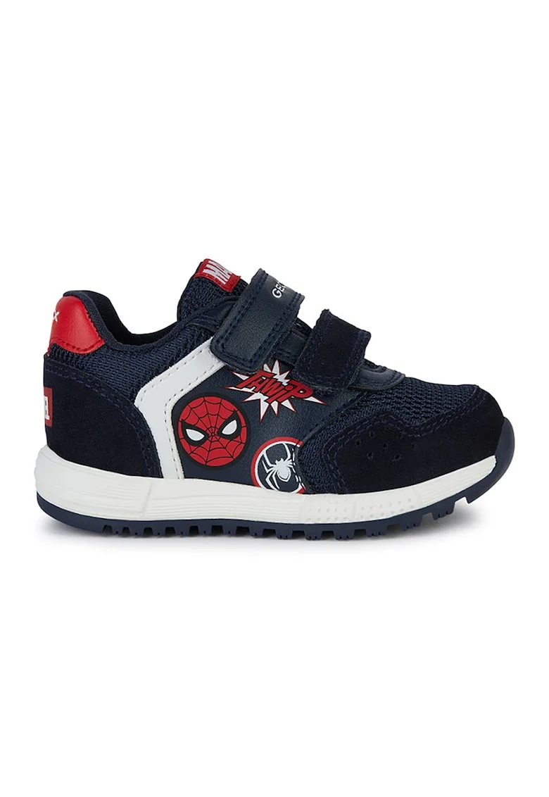 Pantofi sport cu inchidere velcro si model Spider-Man, Rosu/Bleumarin