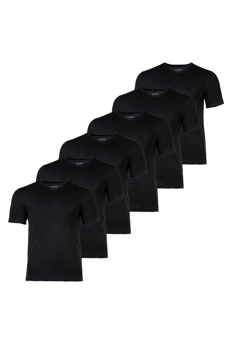 Set de tricouri cu decolteu in V - 6 piese, Negru