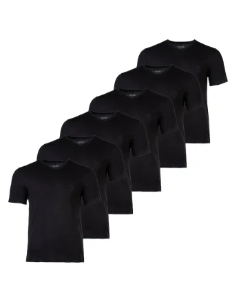 Set de tricouri cu decolteu in V - 6 piese, Negru