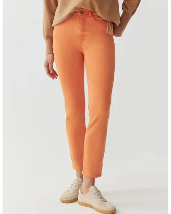 Blugi regular fit cu talie inalta Romiki, Portocaliu