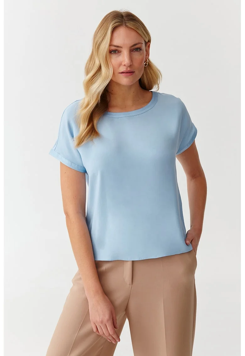 Bluza uni cu decolteu rotund, Albastru lavanda