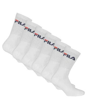 Set de sosete lungi unisex cu imprimeu logo - 6 perechi, Alb