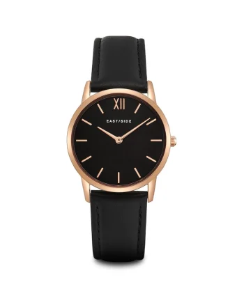 Ceas quartz cu o curea de piele, Negru